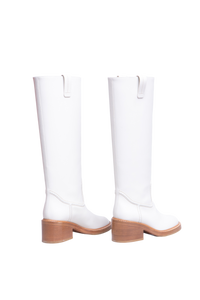 CHLOÉ WHITE LEATHER MALLO KNEE-HIGH BOOTS - 36 BR