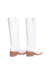 CHLOÉ WHITE LEATHER MALLO KNEE-HIGH BOOTS - 36 BR