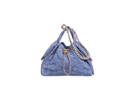 CHANEL 25 SMALL SUEDE BLUE GOLD HDWR