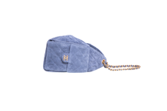 CHANEL 25 SMALL SUEDE BLUE GOLD HDWR