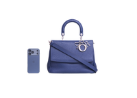 DIOR BE DIOR FLAP BAG GRAINED LEATHER NAVY