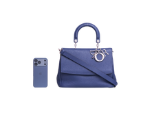 DIOR BE DIOR FLAP BAG GRAINED LEATHER NAVY