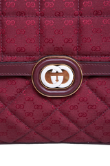 GUCCI DECO SMALL CANVAS/LEATHER INTERLOCKING G BURGUNDY