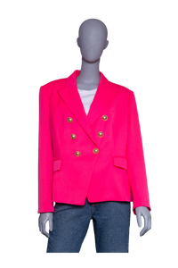 BALMAIN BLAZER WOOL DOUBLE BUTTON HOT PINK