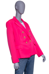 BALMAIN BLAZER WOOL DOUBLE BUTTON HOT PINK