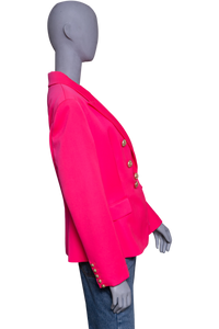 BALMAIN BLAZER WOOL DOUBLE BUTTON HOT PINK