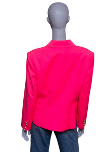 BALMAIN BLAZER WOOL DOUBLE BUTTON HOT PINK
