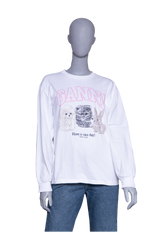 GANNI WHITE ANIMAL PRINT LONG SLEEVE T SHIRT