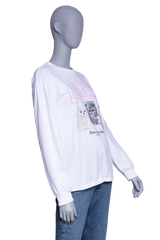 GANNI WHITE ANIMAL PRINT LONG SLEEVE T SHIRT