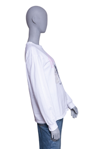GANNI WHITE ANIMAL PRINT LONG SLEEVE T SHIRT