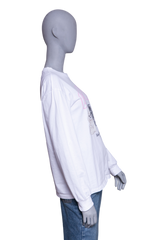 GANNI WHITE ANIMAL PRINT LONG SLEEVE T SHIRT