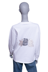 GANNI WHITE ANIMAL PRINT LONG SLEEVE T SHIRT