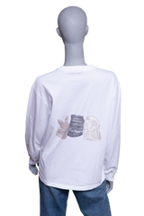 GANNI WHITE ANIMAL PRINT LONG SLEEVE T SHIRT