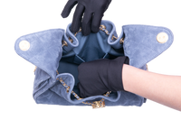 CHANEL 25 SMALL SUEDE BLUE GOLD HDWR