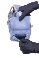 CHANEL 25 SMALL SUEDE BLUE GOLD HDWR