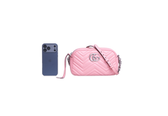 GUCCI GG MARMONT CAMERA BAG SMALL MATELASSE PINK