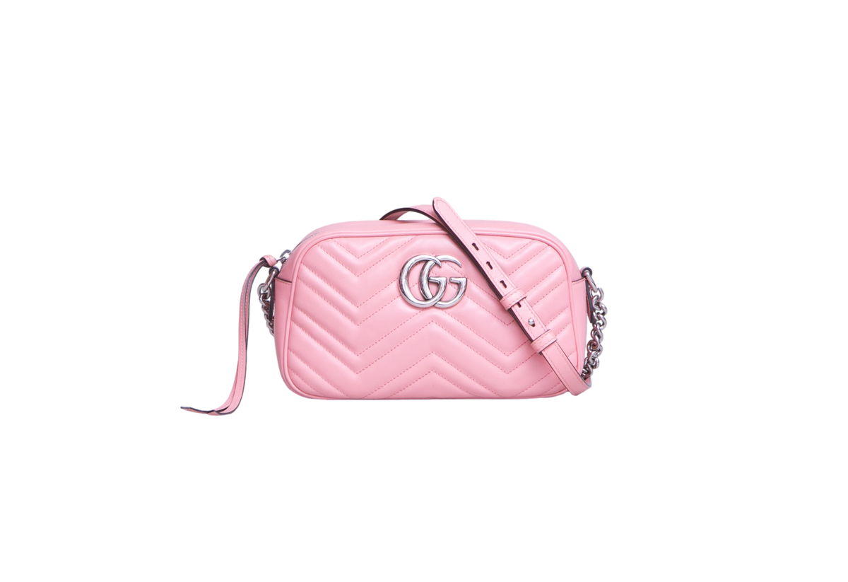 GUCCI GG MARMONT CAMERA BAG SMALL MATELASSE PINK