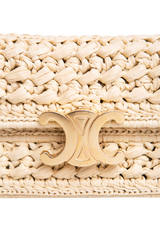 CELINE TRIOMPHE CHAIN SHOULDER RAFFIA