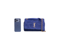 YSL JAMIE MEDIUM RAFFIA ROYAL BLUE