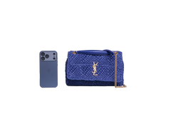 YSL JAMIE MEDIUM RAFFIA ROYAL BLUE