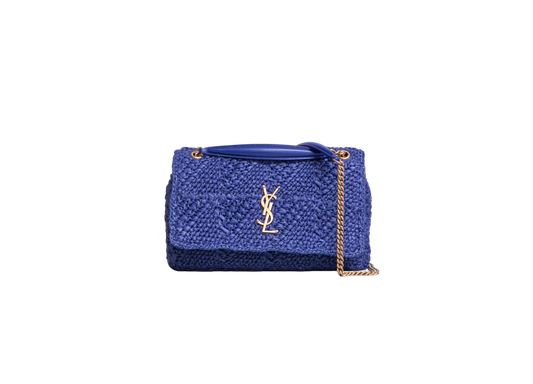 YSL JAMIE MEDIUM RAFFIA ROYAL BLUE