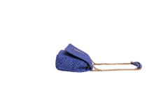 YSL JAMIE MEDIUM RAFFIA ROYAL BLUE