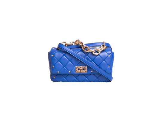 VALENTINO ROCKSTUD SPIKE SHOULDER BAG BLUE