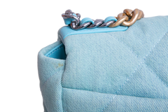 CHANEL 19 SMALL DENIM QUILTED POWDER BLUE