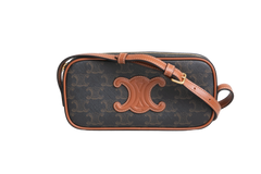 CELINE MINI CAMERA CUIR TRIOMPHE COATED BROWN