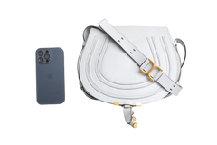 CHLOE SADDLE BAG GRAINED CALFSKIN MARCIE LIGHT CLOUD