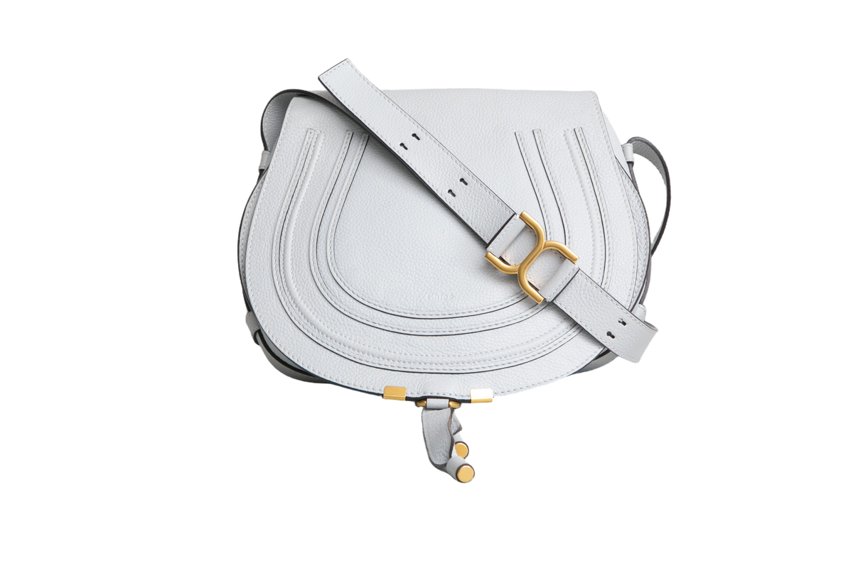 CHLOE SADDLE BAG GRAINED CALFSKIN MARCIE LIGHT CLOUD
