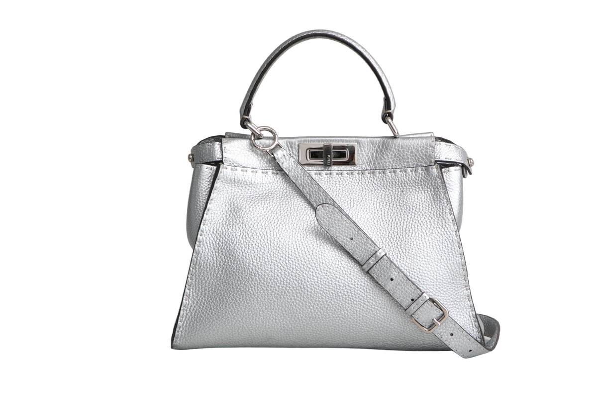 FENDI PEEKABOO MEDIUM CUOIO ROMANO ARGENTO ICONIC