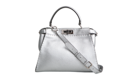 FENDI PEEKABOO MEDIUM CUOIO ROMANO ARGENTO ICONIC