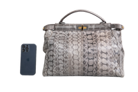 FENDI PEEKABOO LARGE PYTHON LIGHT GRAY