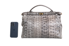 FENDI PEEKABOO LARGE PYTHON LIGHT GRAY