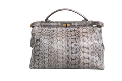 FENDI PEEKABOO LARGE PYTHON LIGHT GRAY