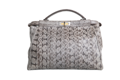 FENDI PEEKABOO LARGE PYTHON LIGHT GRAY