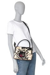 VALENTINO CANDYSTUD POUDRE ANEMONE FLOWER INTARSIA BLACK