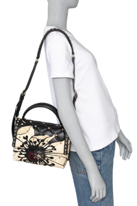 VALENTINO CANDYSTUD POUDRE ANEMONE FLOWER INTARSIA BLACK