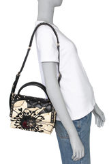 VALENTINO CANDYSTUD POUDRE ANEMONE FLOWER INTARSIA BLACK