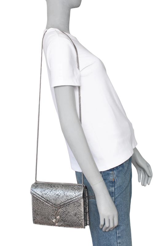 YSL CASSANDRE PYTHON SILVER
