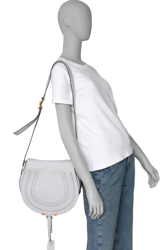 CHLOE SADDLE BAG GRAINED CALFSKIN MARCIE LIGHT CLOUD