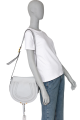 CHLOE SADDLE BAG GRAINED CALFSKIN MARCIE LIGHT CLOUD