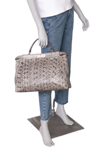 FENDI PEEKABOO LARGE PYTHON LIGHT GRAY