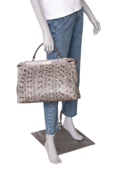 FENDI PEEKABOO LARGE PYTHON LIGHT GRAY