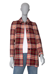 MIU MIU COAT VIRGIN WOOL RED CHEKERED