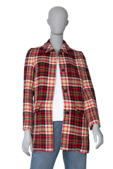 MIU MIU COAT VIRGIN WOOL RED CHEKERED