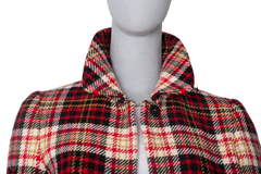 MIU MIU COAT VIRGIN WOOL RED CHEKERED