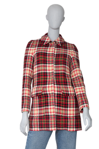 MIU MIU COAT VIRGIN WOOL RED CHEKERED