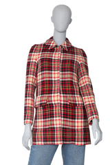 MIU MIU COAT VIRGIN WOOL RED CHEKERED